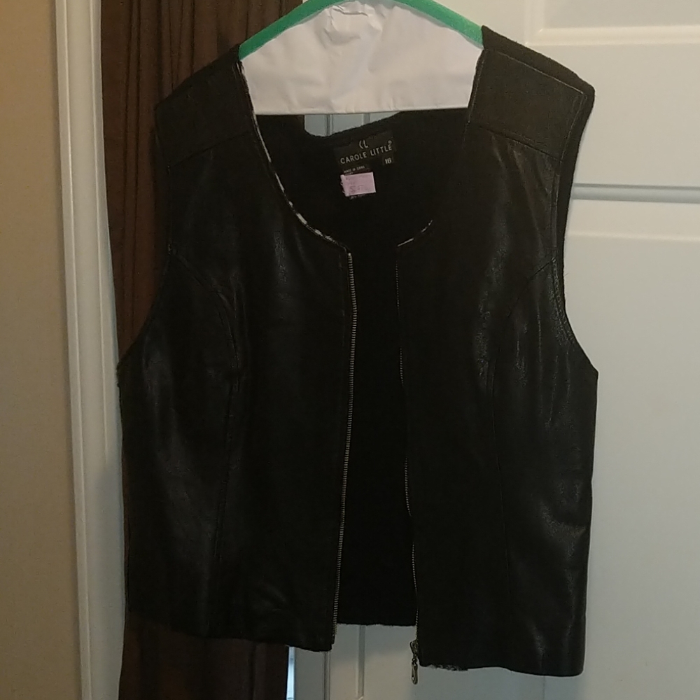Zebra Stripped Leather Vest